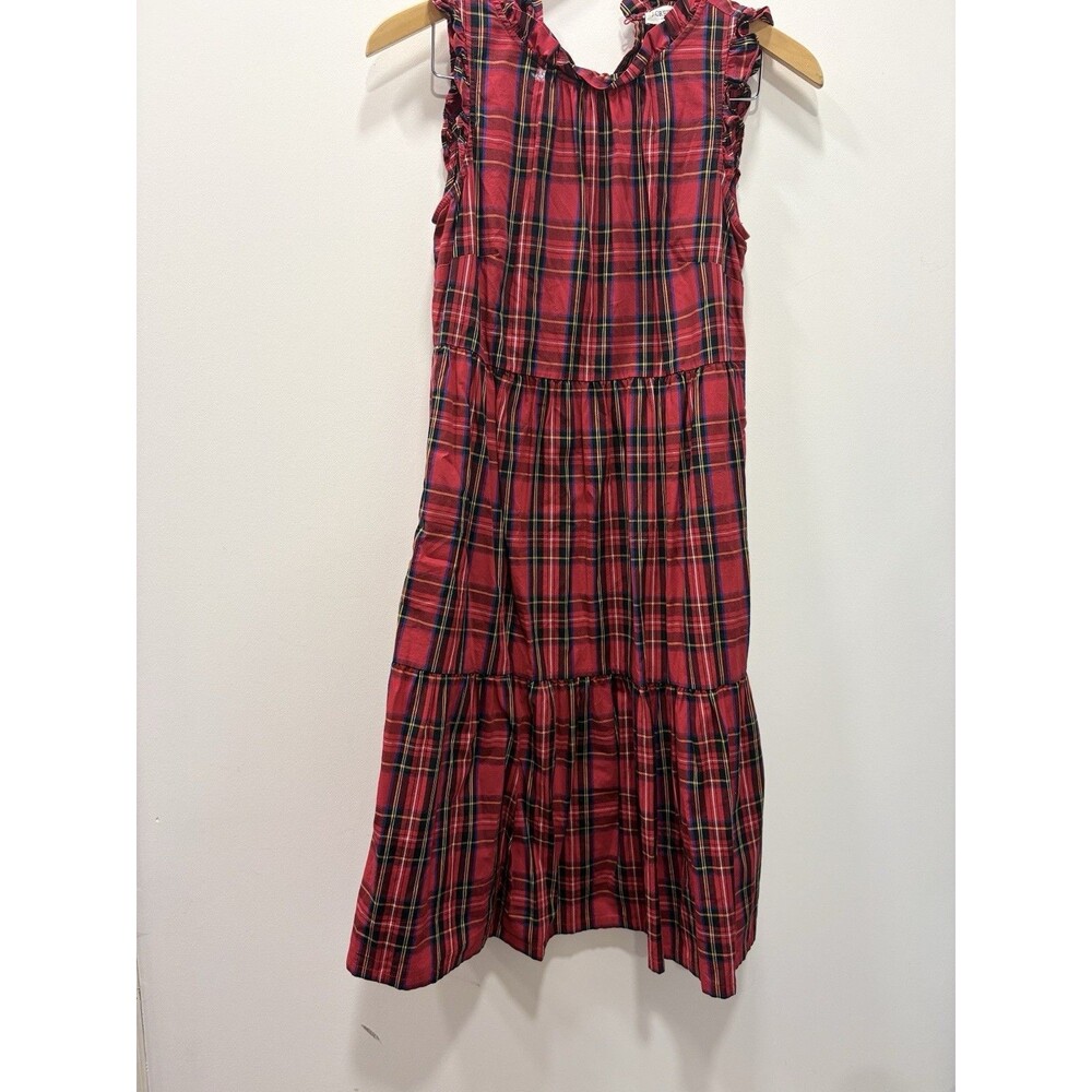 J. Crew Size 2P Classic Red Tartan Plaid Collared Shirt Dress